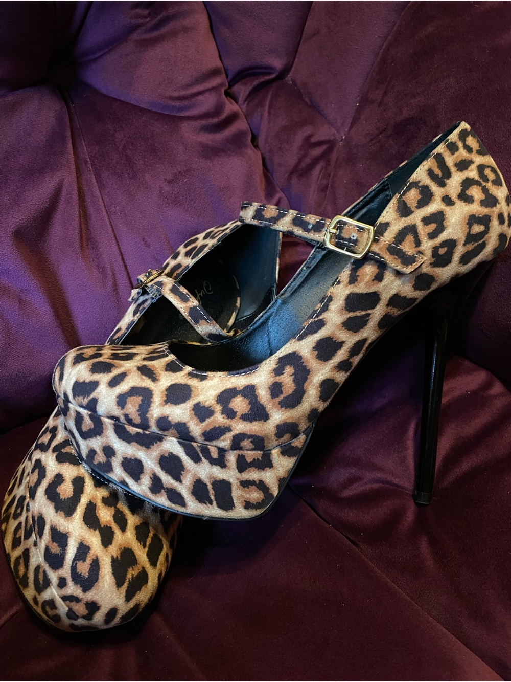 Leopard Print Mary Jane Platform Heels - Women's Animal Print Pumps
